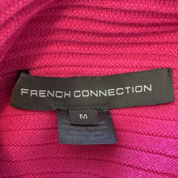 French Connection Babysoft Lena Mock Neck Sweater Fuchsia Hot Pink Size Medium - Picture 5 of 7